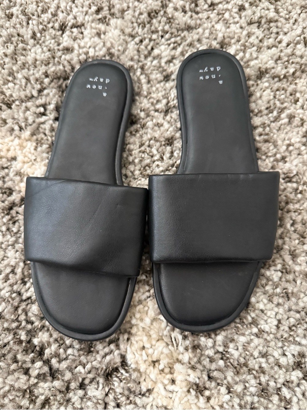 a new day Black Padded Slide Sandals